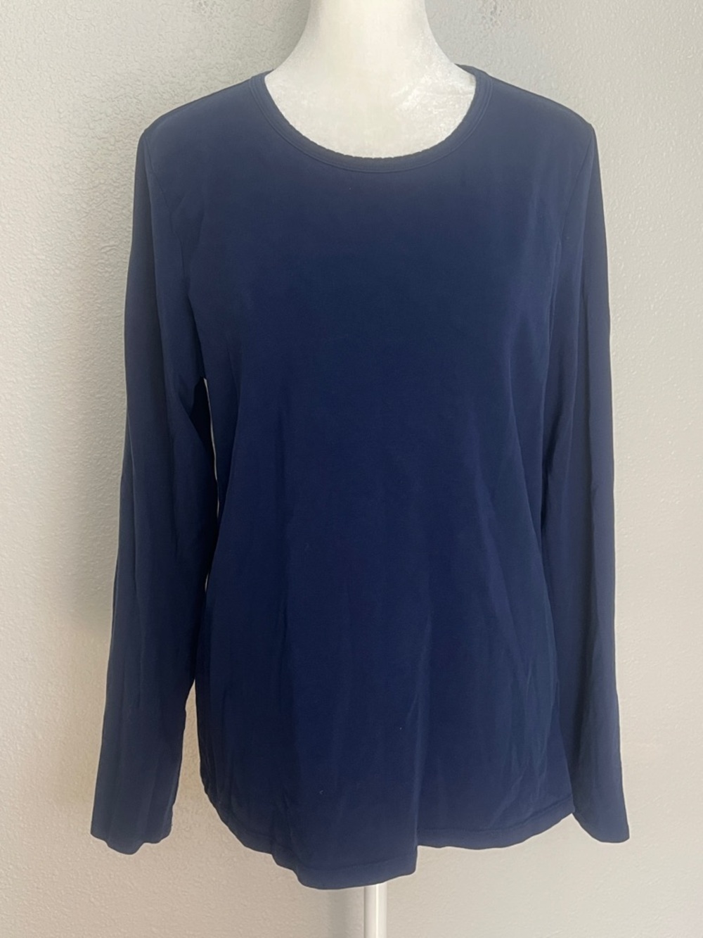 Lands End Crewneck Long Sleeve Shirt Blue Size Medium